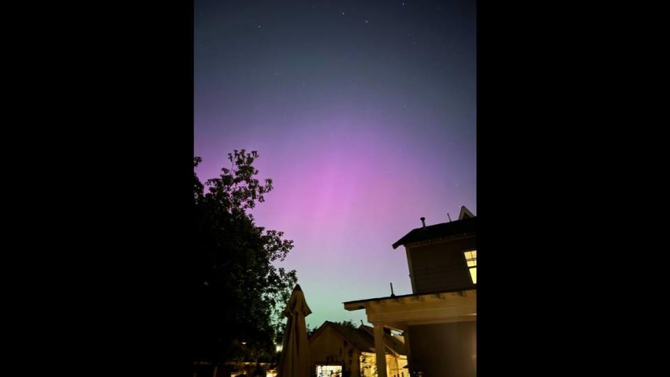 CharlotteFive editor Melissa Oyler captured this image of the northern lights late Friday, May 10, 2024, from the NoDa section of Charlotte. MELISSA OYLER/moyler@charlotteobserver.com