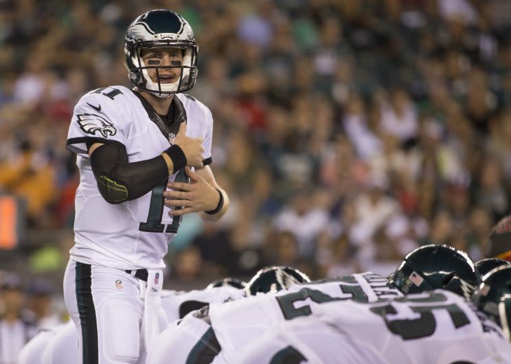 Carson Wentz faces the Browns, the team that passed on drafting him, in Week 1. (Getty Images) 