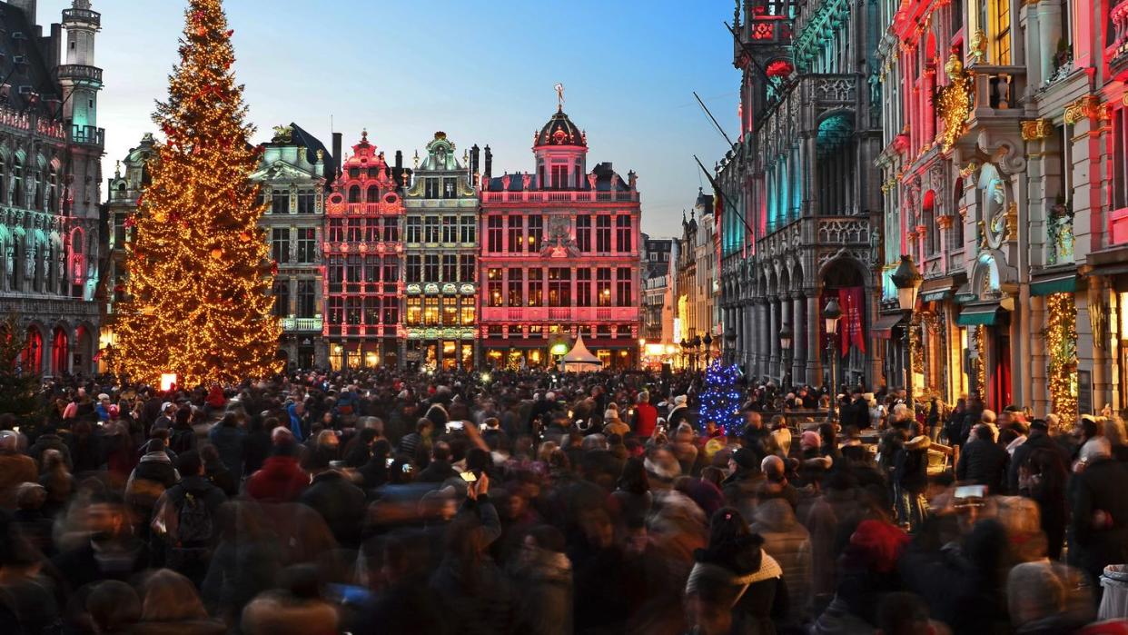 outdoor christmas at grand place brussels belgium