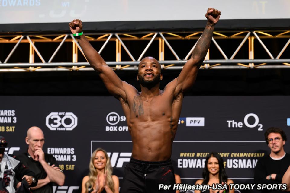 Leon Edwards ceremonial weigh-in at UFC 286