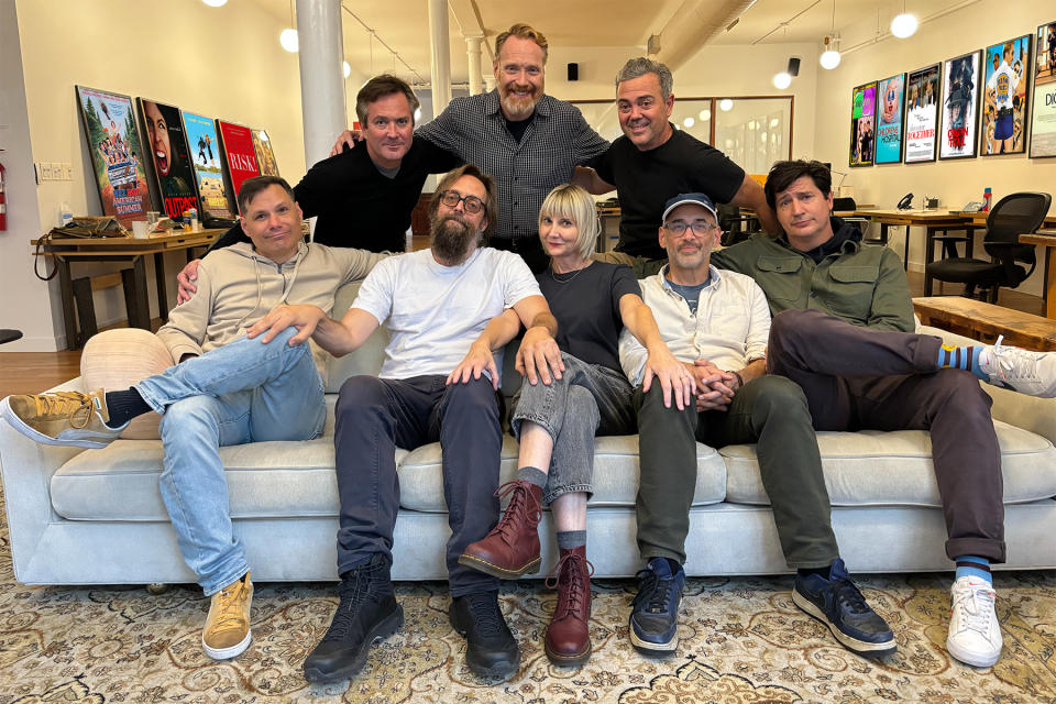 The State (L-R): Thomas Ian Black, Thomas Lennon, Michael Patrick Jann, Kevin Allison, Kerri Kenney-Silver, Joe Lo Truglio, David Wain, Ken Marino.