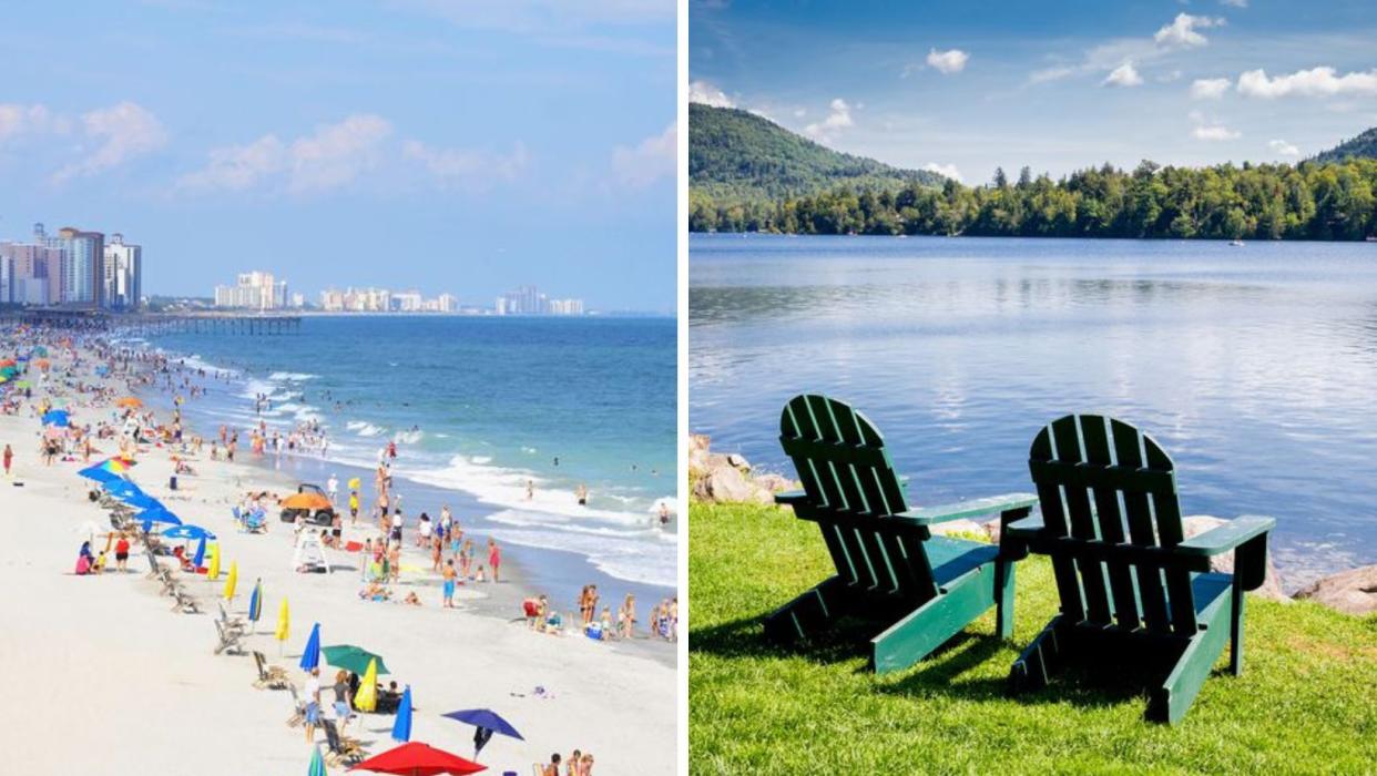 Myrtle Beach, South Carolina and Lake Placid, New York