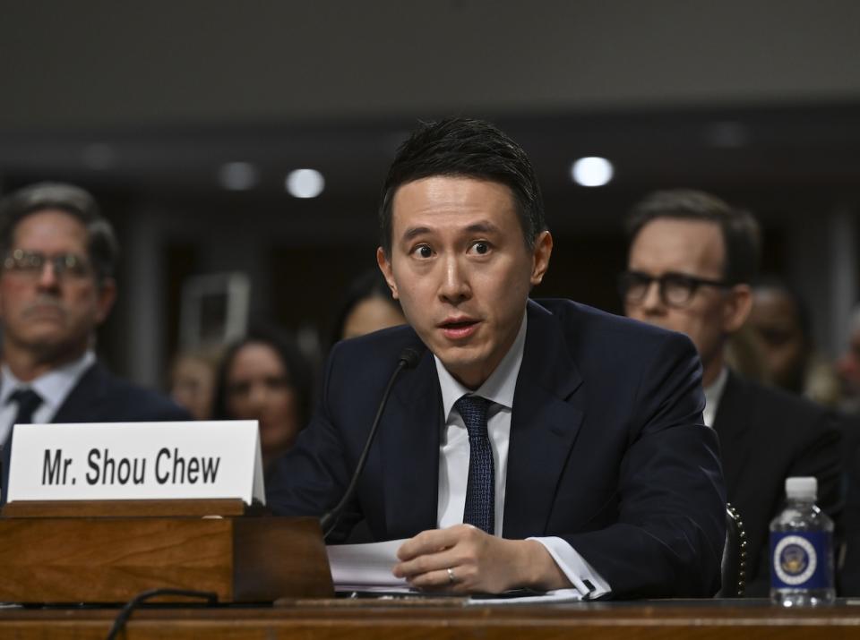  TikTok CEO Shou Zi Chew speaks during a Senate Judiciary Committee hearing. 