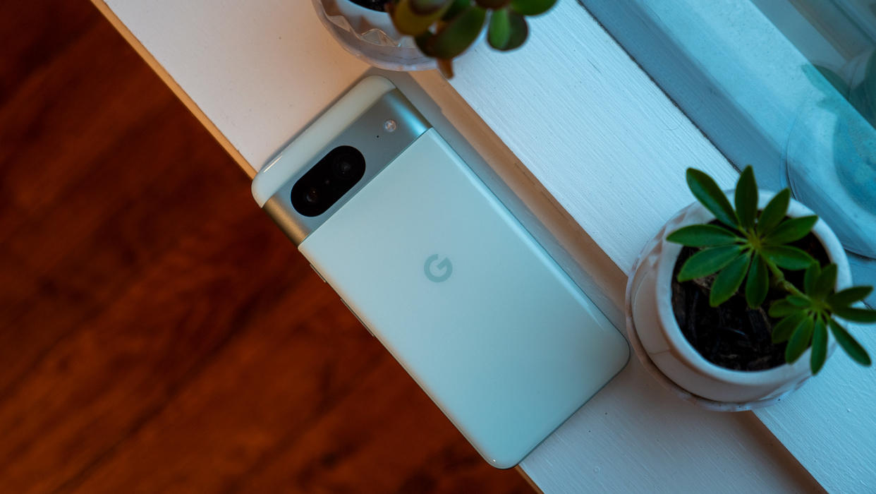  The mint colorway of the Google Pixel 8. 