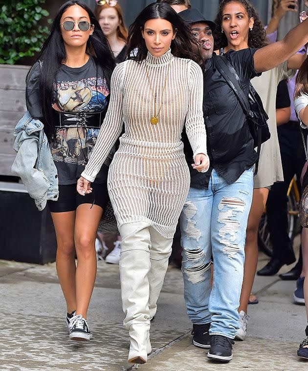 Jen's a big fan of Kim's fearless fashion choices. Photo: Getty images