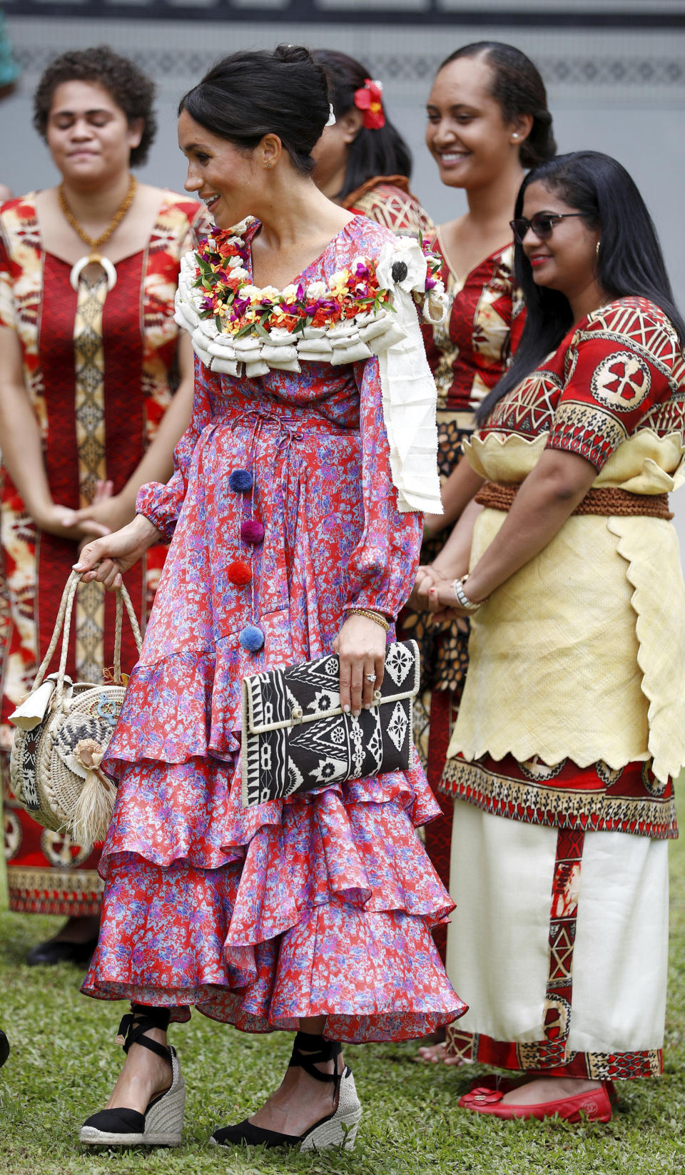 Meghan, Duchess of Sussex, visits the University of the South Pacific in Suva, Fiji, Wednesday, Oct. 24, 2018. Prince Harry and his wife Meghan are on day nine of their 16-day tour of Australia and the South Pacific.(Phil Noble/Pool Photo via AP)