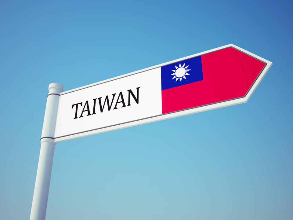 Taiwan Flag Sign isolated on sky