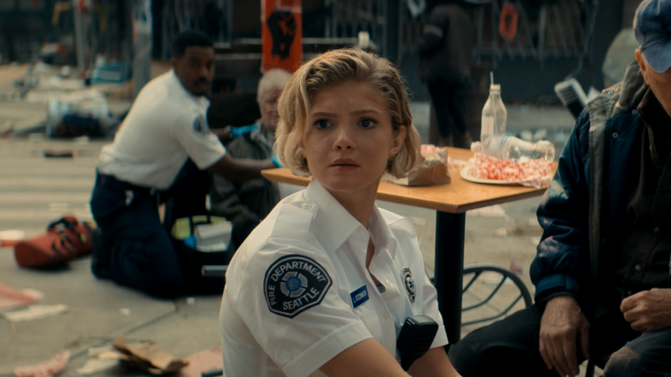 Elena Kampouris plays a rookie paramedic targeted by a sadistic serial killer in "Vindicta."