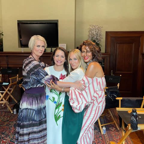 <p>Sharing a behind the scenes photo from And Just Like That, SJP also introduced another outfit in the form of Nicole Ari Parker's off-the-shoulder orange and white striped ballon-sleeved Rosie Assouilin dress (which is now out of stock). </p><p><a href="https://www.instagram.com/p/CSp7bbLt0Hj/" rel="nofollow noopener" target="_blank" data-ylk="slk:See the original post on Instagram;elm:context_link;itc:0;sec:content-canvas" class="link ">See the original post on Instagram</a></p>