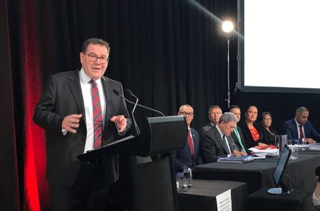 New Zealand's Finance Minister Robertson speaks about the "wellbeing" budget in Wellington