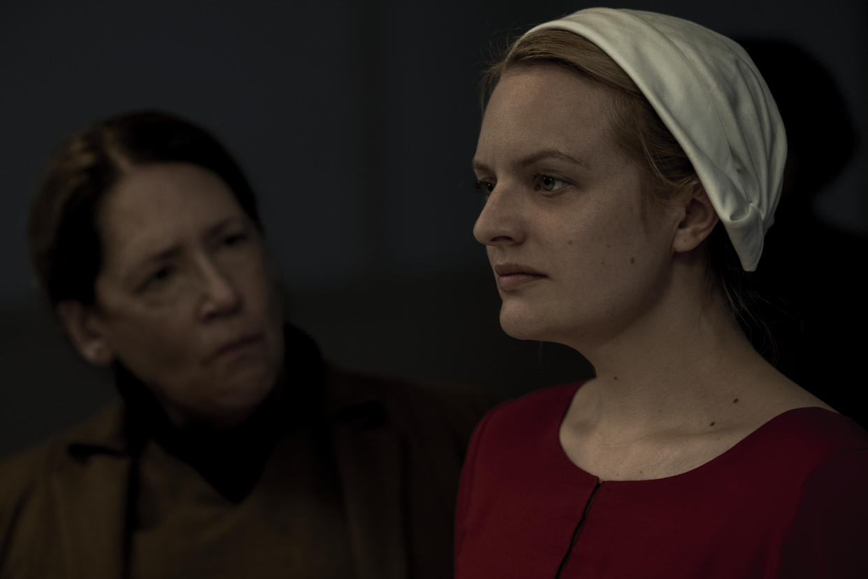 Ann Dowd and Elisabeth Moss in Season 2 of <em>The Handmaid’s Tale. </em>(Photo: George Kraychyk/Hulu)