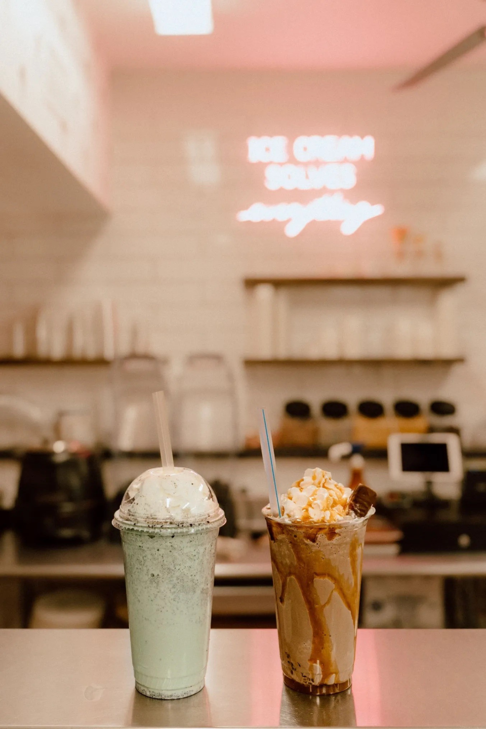 Maureen's Ice Cream & Desserts is an ice cream shop in Bethany Beach offering up a wide range of sweet treats. Pictured are two of their loaded milkshakes.