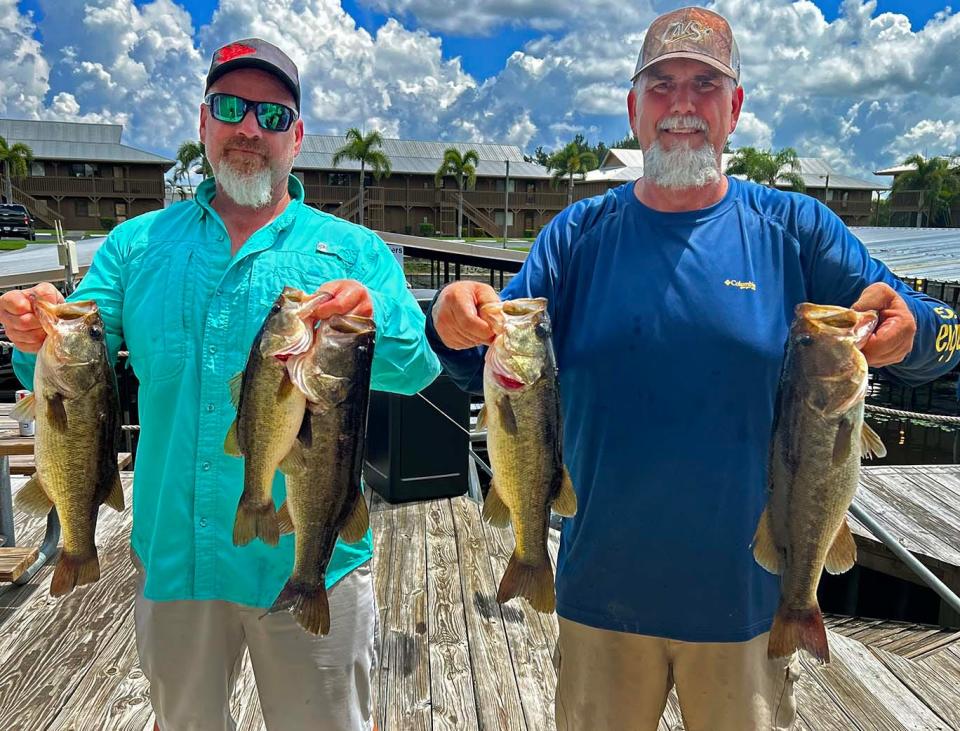 Keith Katrien, left, and Mark Kummelman had 26.40 pounds and also big bass with a 5.55-pounder to win the Bass Bandits of Brandon classic tournament Sept. 10-11 on Lake Okeechobee.