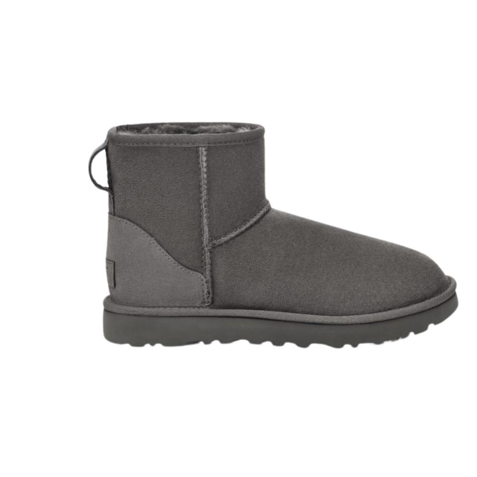 One dark grey UGG Classic Mini II boots.