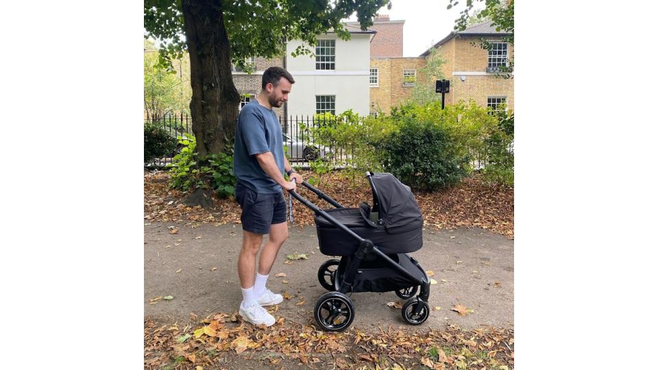 Rosie shared a sweet photo of her fiance pushing baby Billie in North London