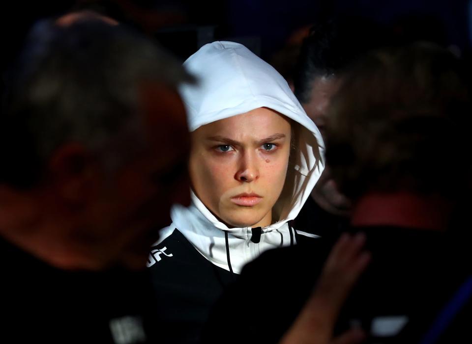 Ronda Rousey on Friday, Dec. 30, 2016, during UFC 207 at T-Mobile Arena in Las Vegas, Nevada.