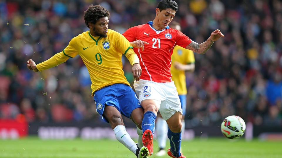 Luiz Adriano, pictured here in action for Brazil in 2015. 