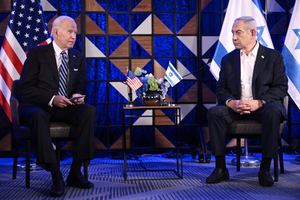 Joe Biden and Benjamin Netanyahu in Tel Aviv in October 2023 (AFP via Getty Images)