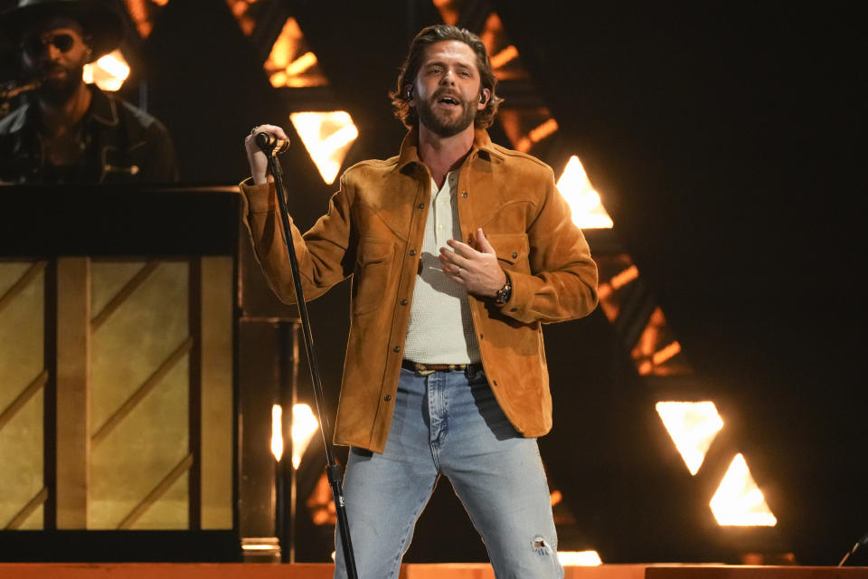 Thomas Rhett performs "Beautiful As You" during the 59th annual Academy of Country Music Awards on Thursday, May 16, 2024, at the Ford Center in Frisco, Texas. (AP Photo/Chris Pizzello)