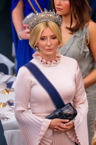 <p>Shutterstock </p> Crown Princess Marie-Chantal of Greece at Prince Christian of Denmark's birthday gala at Christiansborg Palace on October 15