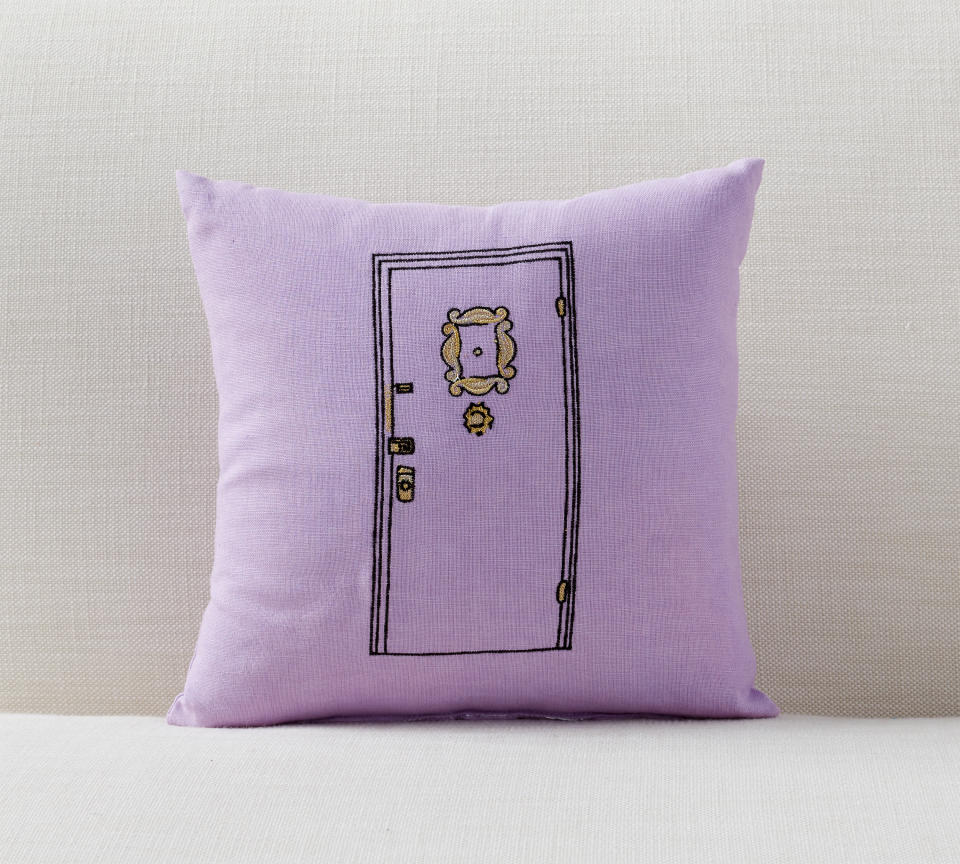 Purple apartment door pillow