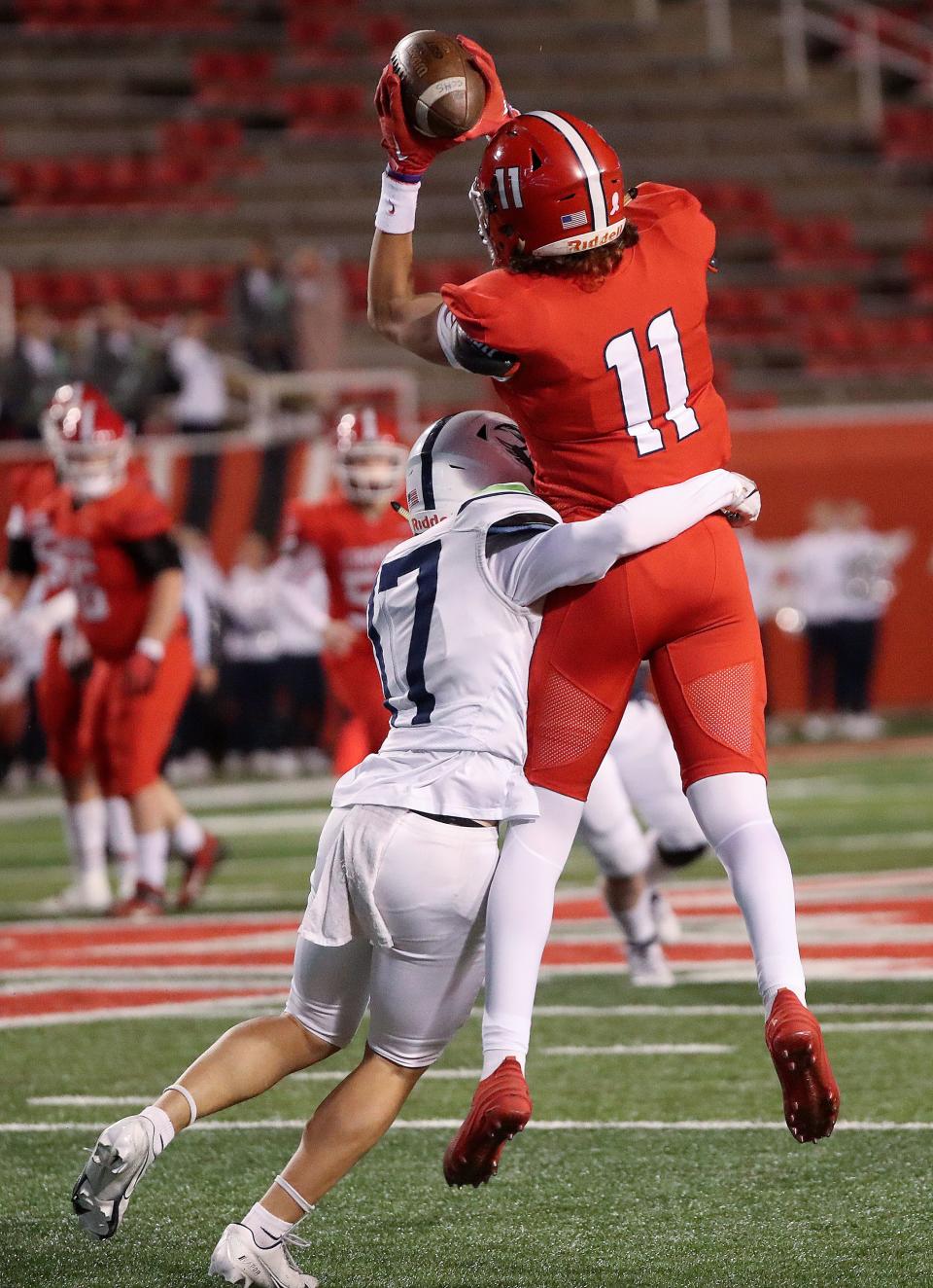 Ridgeline plays Crimson Cliffs in a 4A semifinal football game at Rice-Eccles Stadium in Salt Lake City on Friday, Nov. 10, 2023. Crimson Cliffs won 31-24. | Kristin Murphy, Deseret News