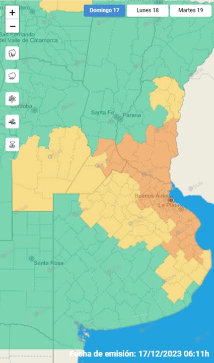 Rige alerta naranja para las próximas horas, de acuerdo con el mapa del SMN