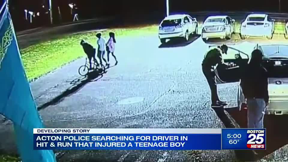 Surveillance image shows the moments prior to an Acton teen being struck by a hit-and-run driver.