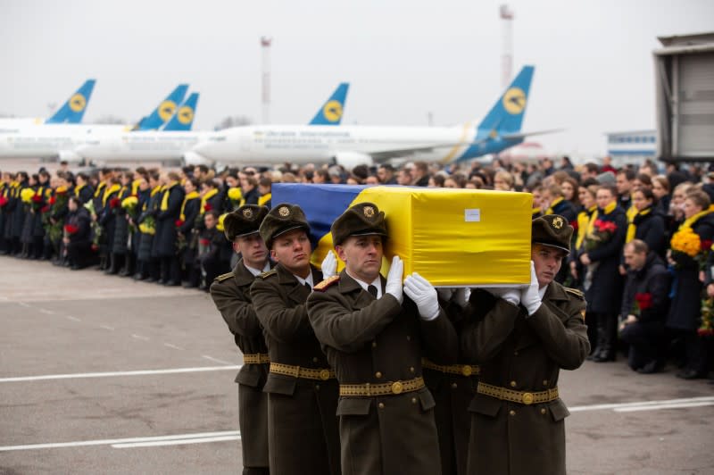 Memorial ceremony for the Ukrainian victims of Iran plane crash at the Boryspil International Airport, outside Kiev