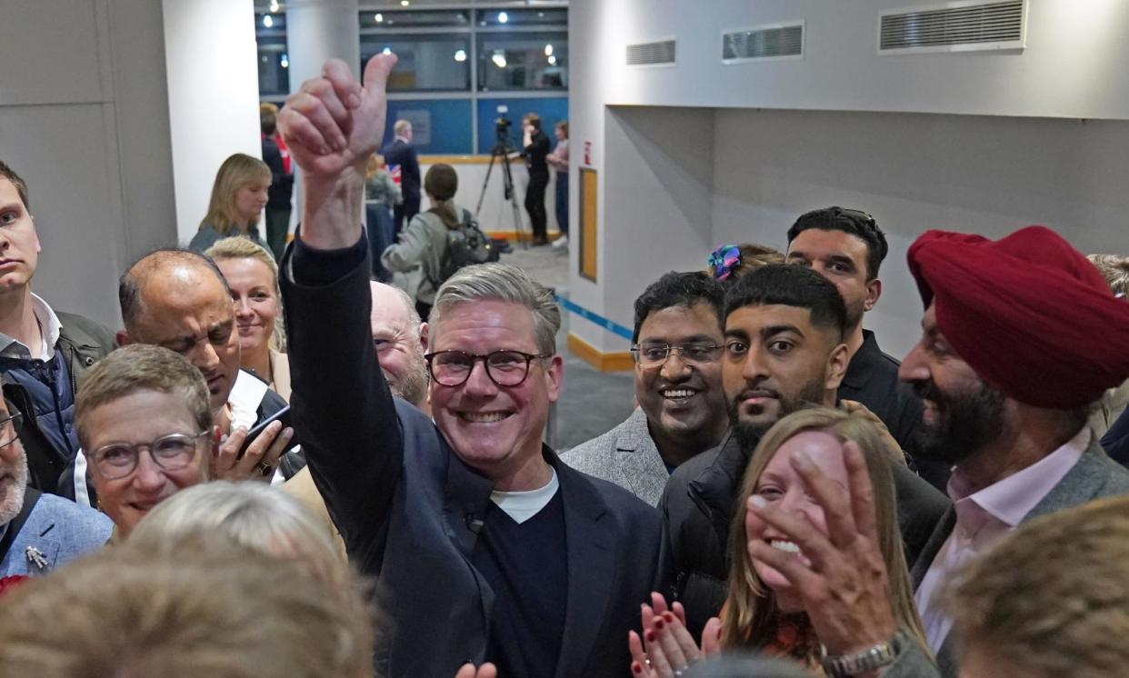 <span>Keir Starmer celebrates Labour winning the West Midlands mayoral race, which Pat McFadden cited as an example of the party’s ‘ruthless targeting’.</span><span>Photograph: Jacob King/PA</span>