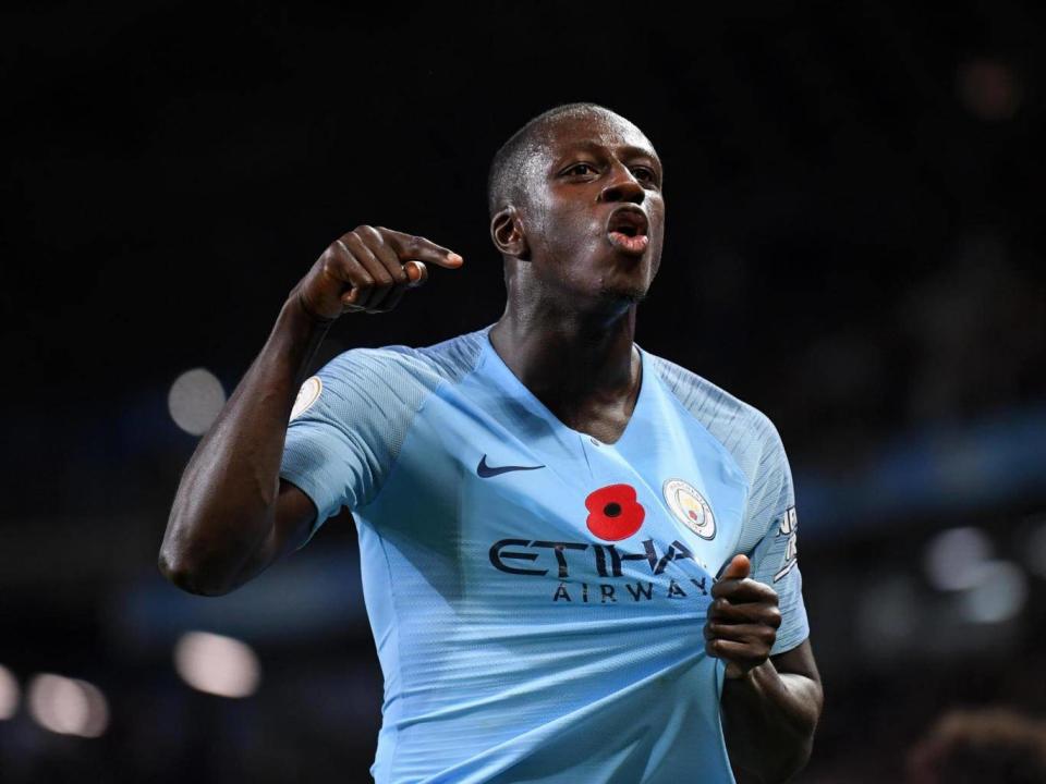 Benjamin Mendy celebrates victory after the final whistle (Getty)