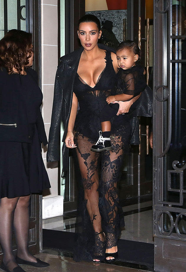 kim kardashian, north west in matching givenchy jumpsuits.