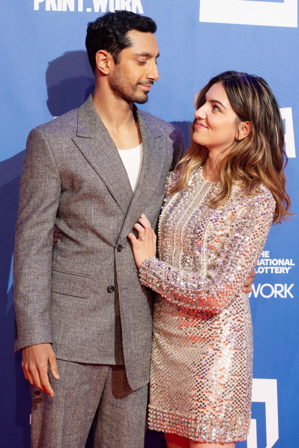 <p>Riz Ahmed and wife Fatima Farheen Mirza cozy up on the red carpet at the 24th British Independent Film Awards on Dec. 5 in London. </p>