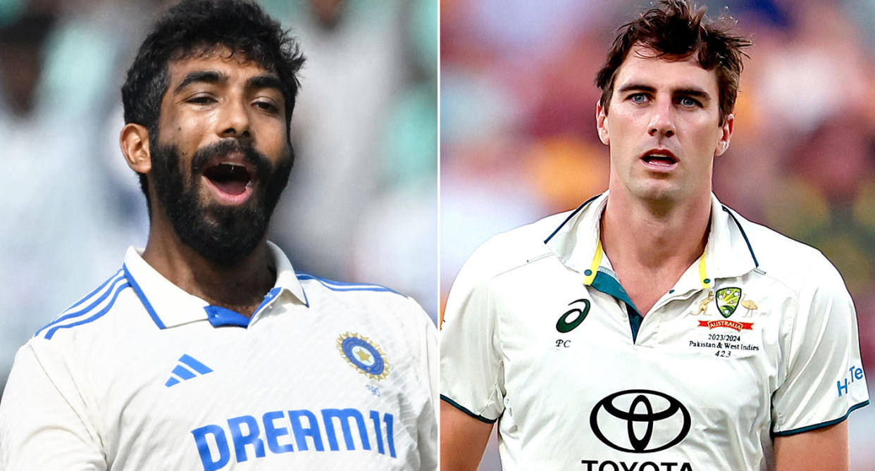 Pictured left to right, Jasprit Bumrah and Pat Cummins.