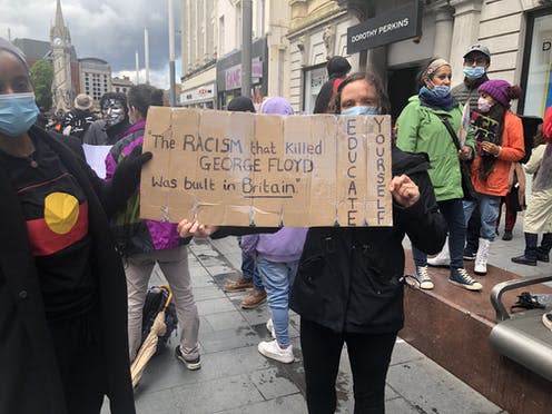 <span class="caption">Black Lives Matter protest in Leicester, UK</span> <span class="attribution"><span class="source">Kennetta Hammond Perry</span>, <span class="license">Author provided</span></span>