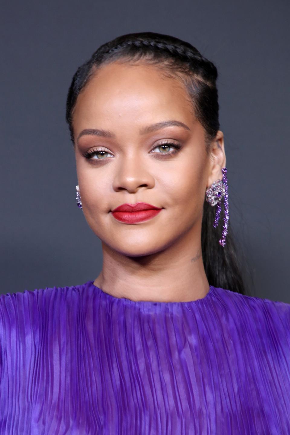 Rihanna poses with the Presidents Award at the 51st NAACP Image Awards on February 22, 2020 in Pasadena, California.