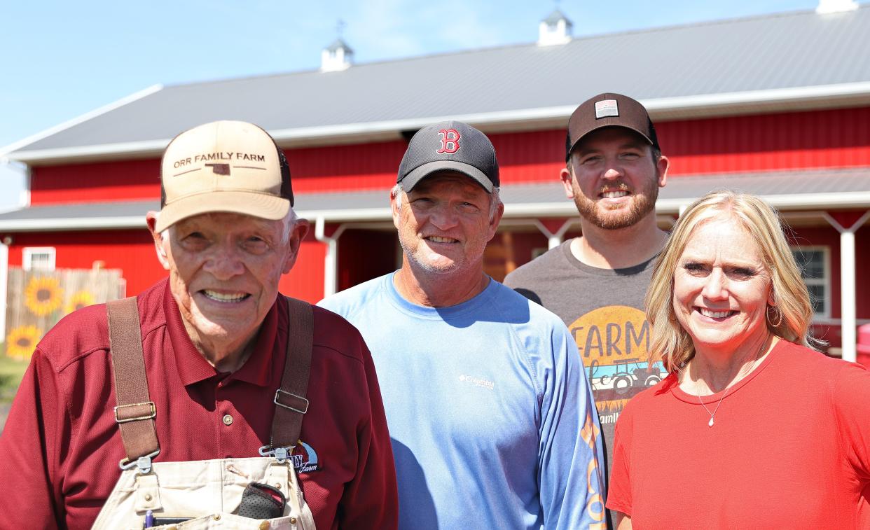 From left to right the Orr family Glenn Orr, Tom Orr, Brandon Orr and Debbie Orr are pictured Aug. 23 at the Orr Family Farm in Oklahoma City.