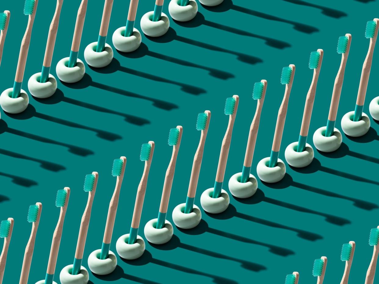 Bamboo Wood Toothbrushes Repetition Pattern