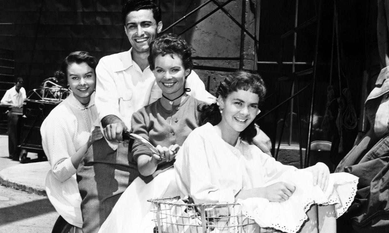 <span>Dorothy Bromiley, right, on the set of The Girls of Pleasure Island, with Audrey Dalton, left, and Joan Elan, centre.</span><span>Photograph: Album/Alamy</span>