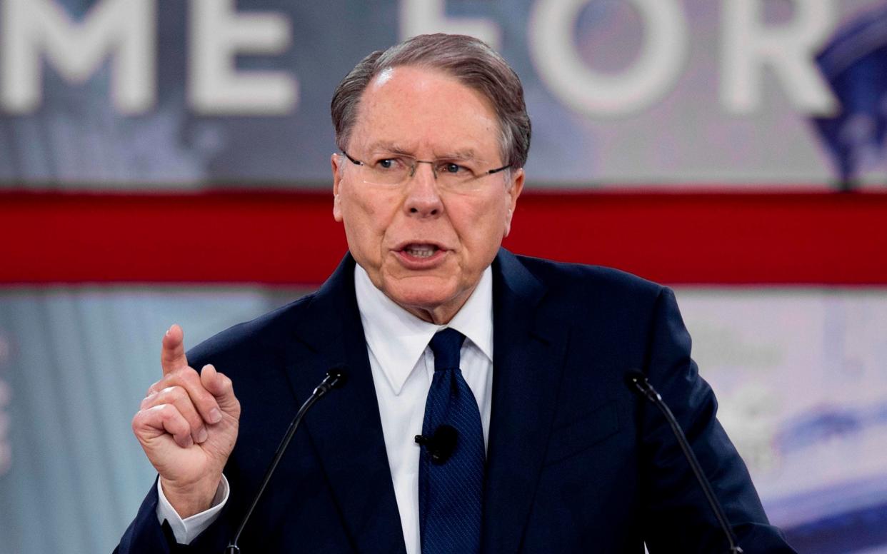 The NRA's chief executive Wayne LaPierre was singled out - AFP 