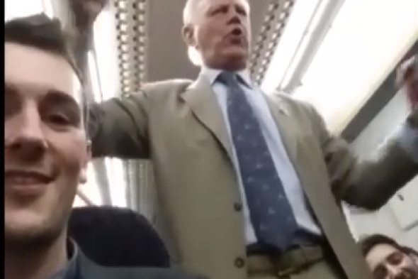 Drunk pensioner conducts hilarious singalong on late-night train to Kent (video)