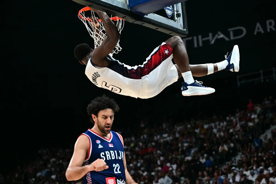 Team USA will play South Sudan and Germany in London next before beginning their Olympic schedule. (Photo by Giuseppe CACACE / AFP) (Photo by GIUSEPPE CACACE/AFP via Getty Images)