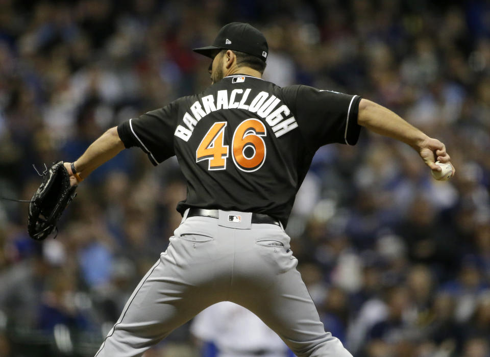 Kyle Barraclough could be taking over ninth inning duties in Miami. (AP Photo/Aaron Gash)