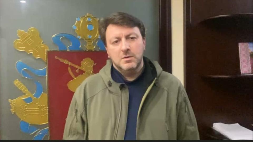 Oleksandr Starukh, gouverneur de la r&#xe9;gion de Zaporija, lors d&#39;une interview sur BFMTV le 21 avril 2022 - BFMTV