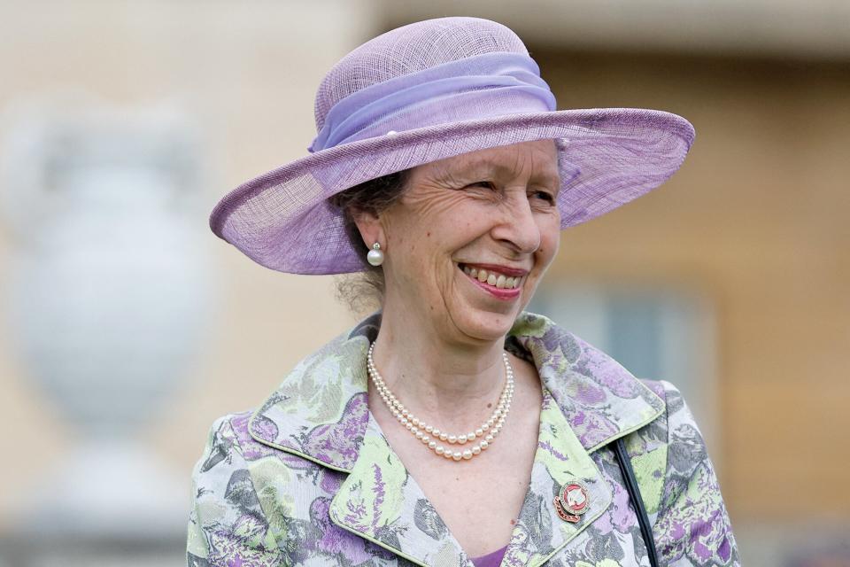 Princess Anne, Princess Royal attends the Not Forgotten Association Garden Party at Buckingham Palace on May 12, 2022 in London, England.