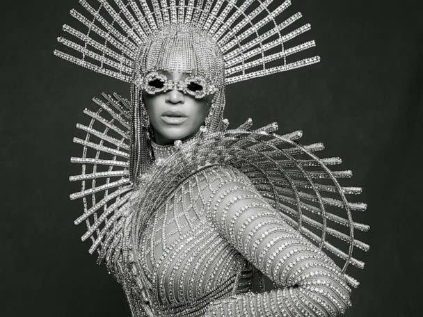 PHOTO: Beyoncé is the star of Vogue's France's April cover, and she's wearing a head-turning 'Renaissance Couture' - themed look. (Louie Banks / Vogue France)