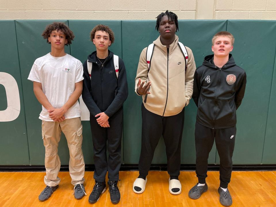 Lyons improved to 11-2 after defeating previously unbeaten Avon on Tuesday, Jan. 16, 2024. Left to right: Devyn Williams, Dezmen Bell, JJ Johnson and Mikey Briggs.