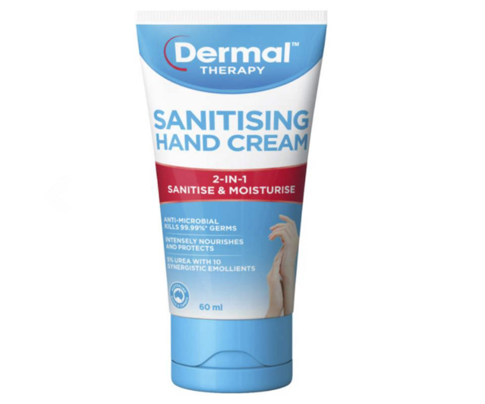 Product image of Dermal Therapy 2 in 1 Sanitising Hand Cream. Source: Chemist Warehouse