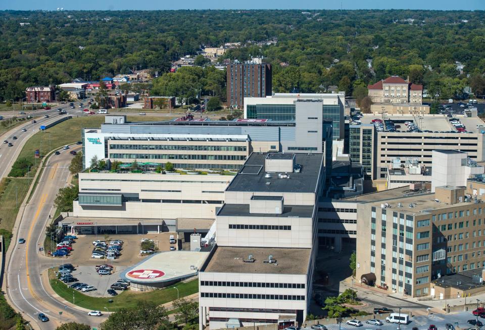 An aerial view of the OSF Healthcare St. Francis complex.