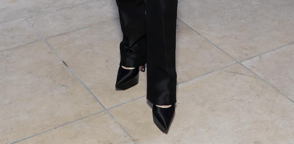 Lisa Rinna, THR Power Stylists, The Hollywood Reporter, Amina Muaddi Yigit 150 black satin pumps, Amina Muaddi